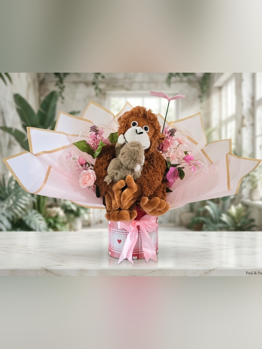 Plush Punch Bouquet with Pink Floral Accents